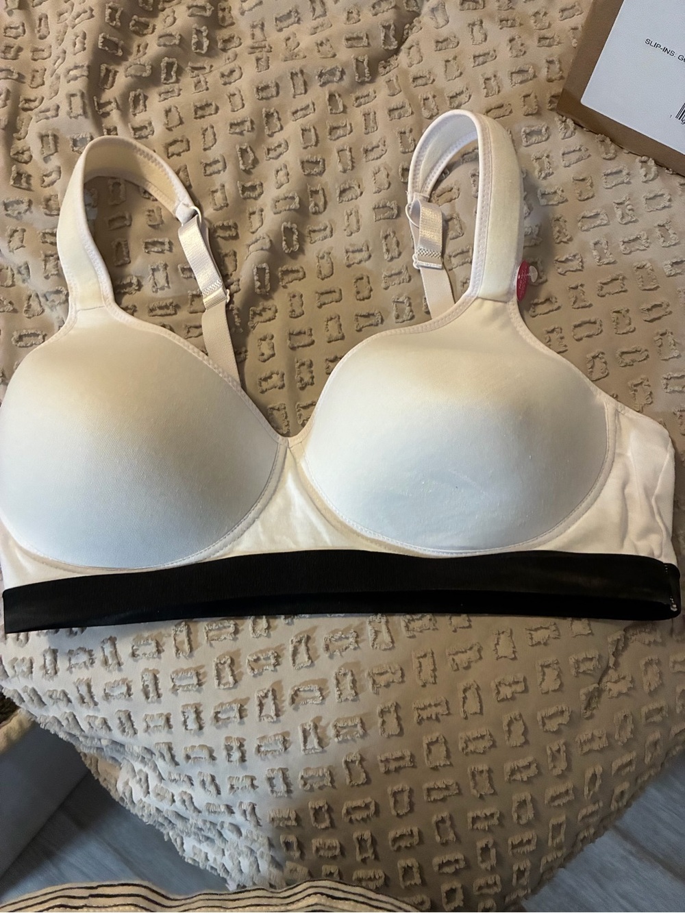 Women's White Molded Cup Bra with Black Band 3x